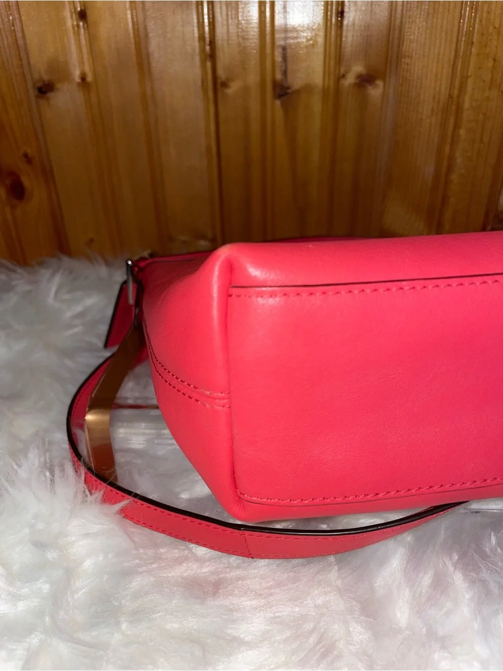 Coach Taylor Zip Top Crossbody Bag 19901 Coral Pink Leather Tassel with Dust Bag